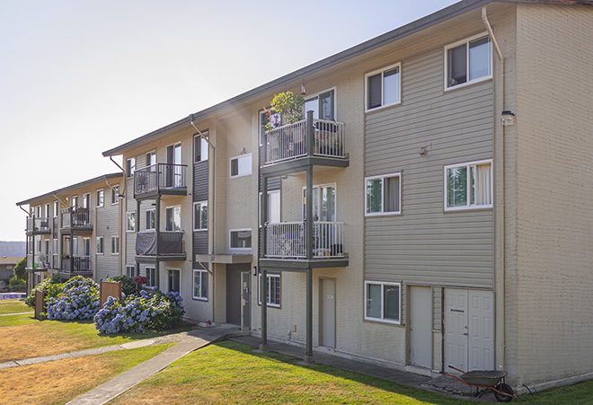 Apartment building with balconies